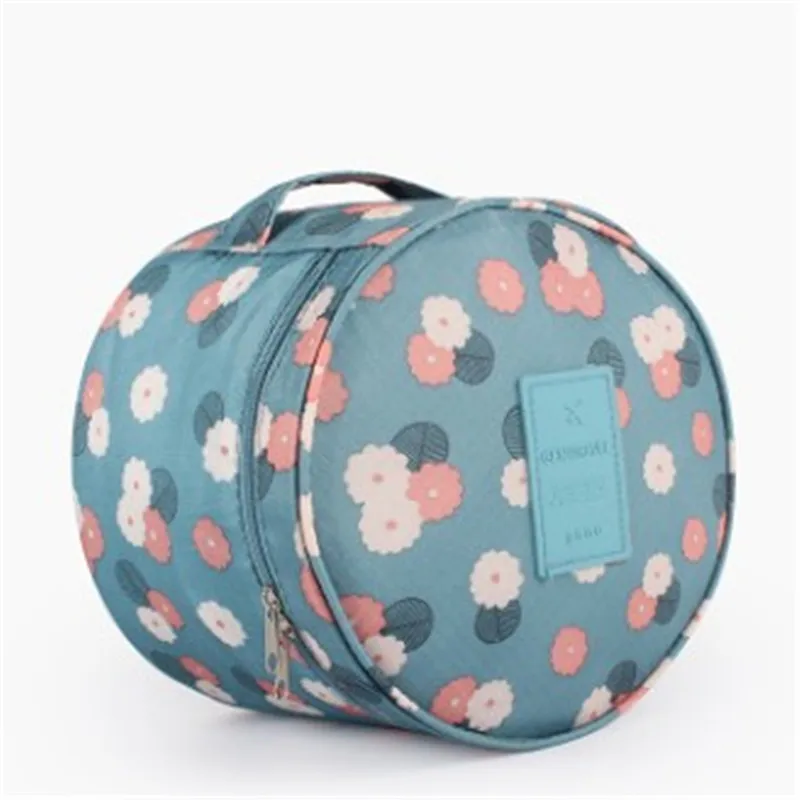 Newest!!! Cosmetic Bag Barrel Shape Oxford Portable Zipper Makeup