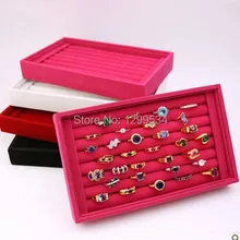 4 шт./лот 7 рядов смешанные Цвет ювелирных изделий бархата Кольца Серьги Дисплей show случае организатор лоток коробка для