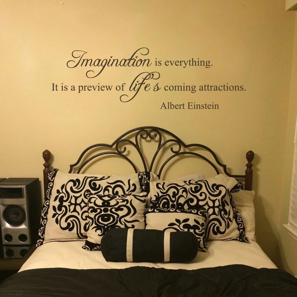 Albert Einstein Imagination Est Tout Vinyle Mur Citation Decal Mots Art Sticker Chambre Decor 13 X 46 Aliexpress