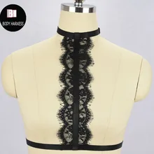 Черная кружевная портупея с чокером-женское белье-ремни для тела-кружевной бюстгальтер-сексуальное женское белье-Бандажное белье-Бюстгальтер на бретельках