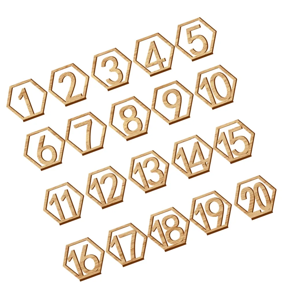 1-20/ 1-40pcs Table Numbers Wedding Hexagon Signs Table Number Wooden Numbers Rustic Wedding Engagement Seat Sign