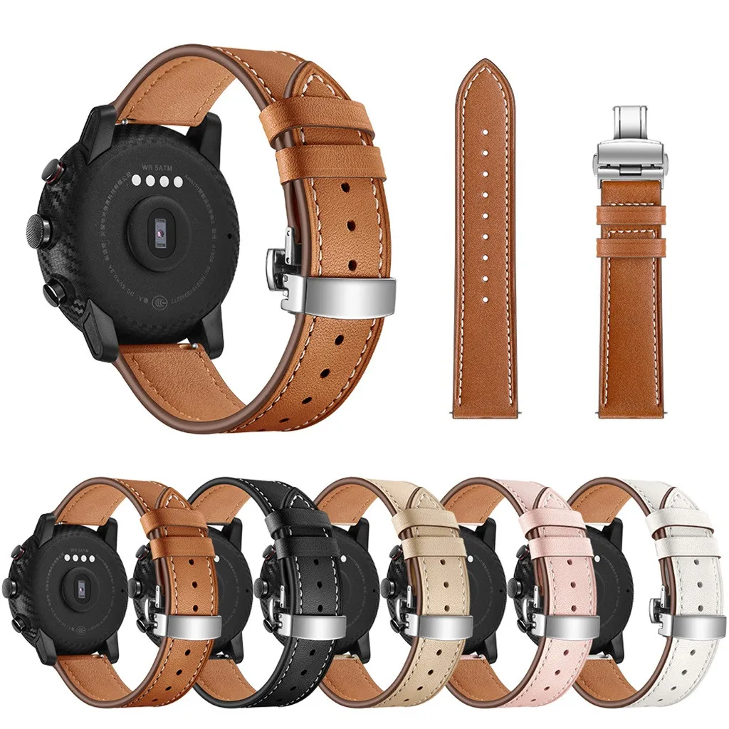 

SmartWatch Smart Watch Strap Smartband mi band Butterfly buckle Leather Wrist Watch Straps Band For AMAZFIT 2/2S 22MM Wristband