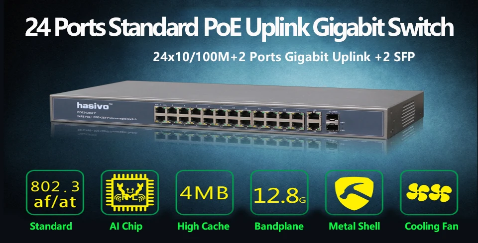 24 Порты и разъёмы 10/100 м Ethernet коммутатор PoE сюда Беспроводной AP IP Камера с 24 Порты и разъёмы 100 M PoE 2 Порты и разъёмы 1000 м Rj45 2 Порты и разъёмы 1000 м