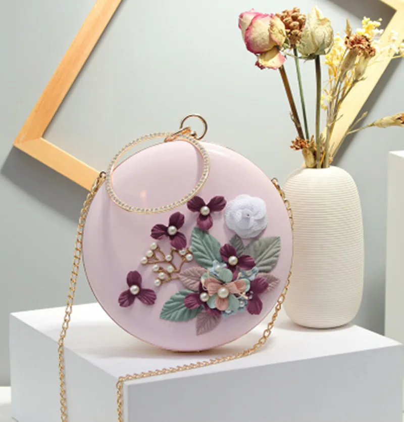 Мода круговой женская сумка цветы круглый Форма кошелек мобильный телефон посылка Сумки сумка