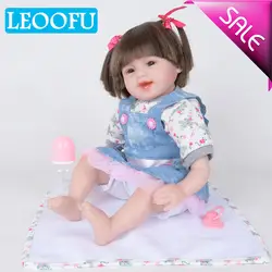 LEOOFU 55 см 22 дюймов Дети кукла игровой дом игрушки reborn baby doll реалистичные мягкие силиконовые возрождается для маленьких девочек прелестный