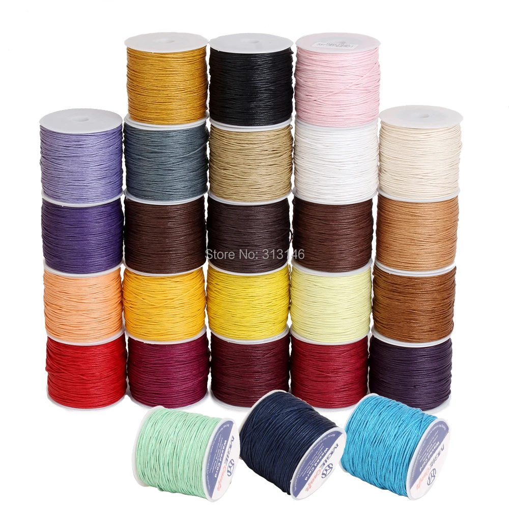 

50 Colors 100yards Waxed Cotton Cord 1mm Thread String Rope Spool Wire fit Beading Craft DIY Bracelet Necklaces Jewelry Findings