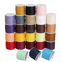 Cordón de algodón encerado de 50 colores, carrete de cuerda de rosca de 1mm, compatible con cuentas artesanales, pulsera, collares, accesorios de joyería, 100 yardas