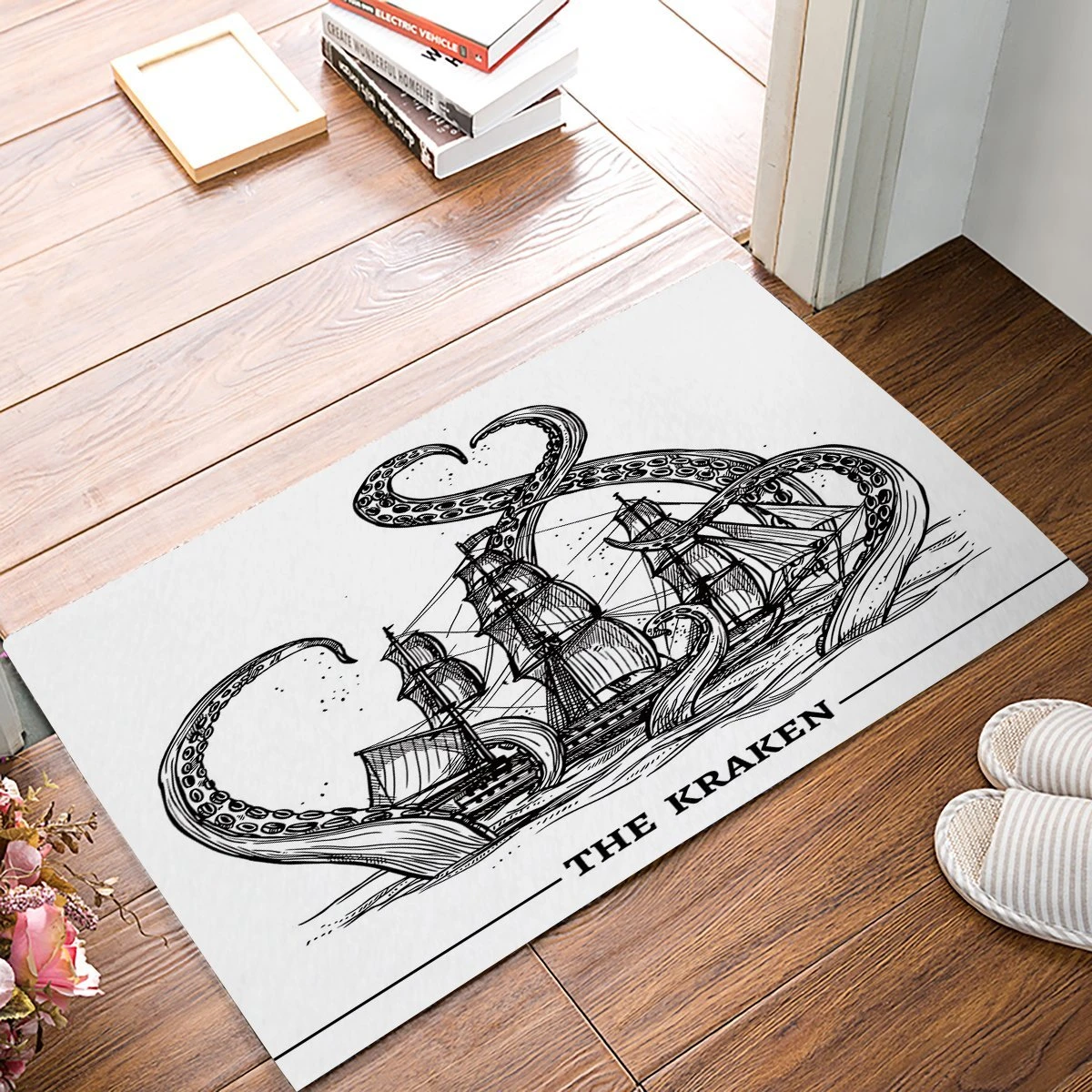 Leger viool Een bezoek aan grootouders Kraken Deur Mat Zeil Boot Golven Octopus voor Vloermatten Front Deurmatten  Antislip Slaapkamer Tapijt Thuis Keuken Tapijt wit Zwart|Mat| - AliExpress