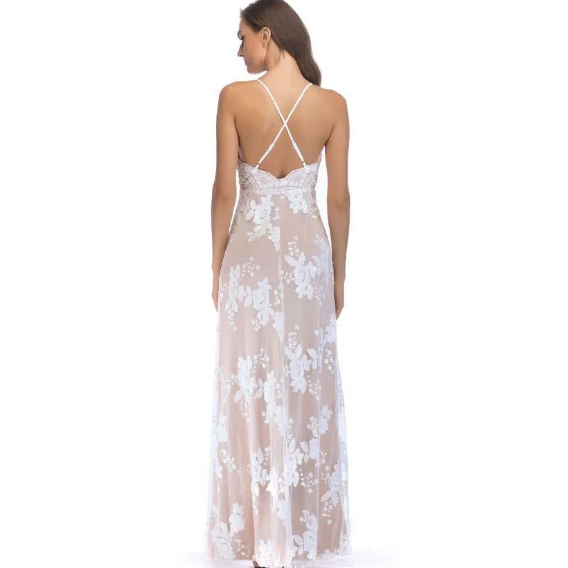 HAMBELELA New Arrival High Quality 2019 Summer Women's Dress Spaghetti Strap Vintage Sequined Floor-Length Bandage Dress Vestido (10)