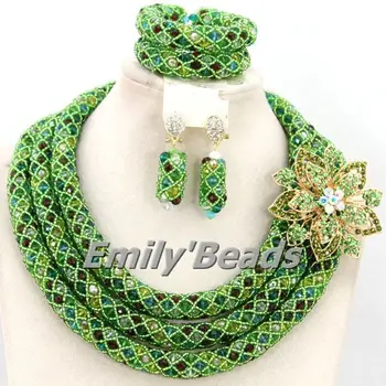 

Splendid Colorful Nigerian Wedding African Beads Crystal Beads Jewelry Set Bridal Necklace Jewelry Set 2015 NEW AMJ136