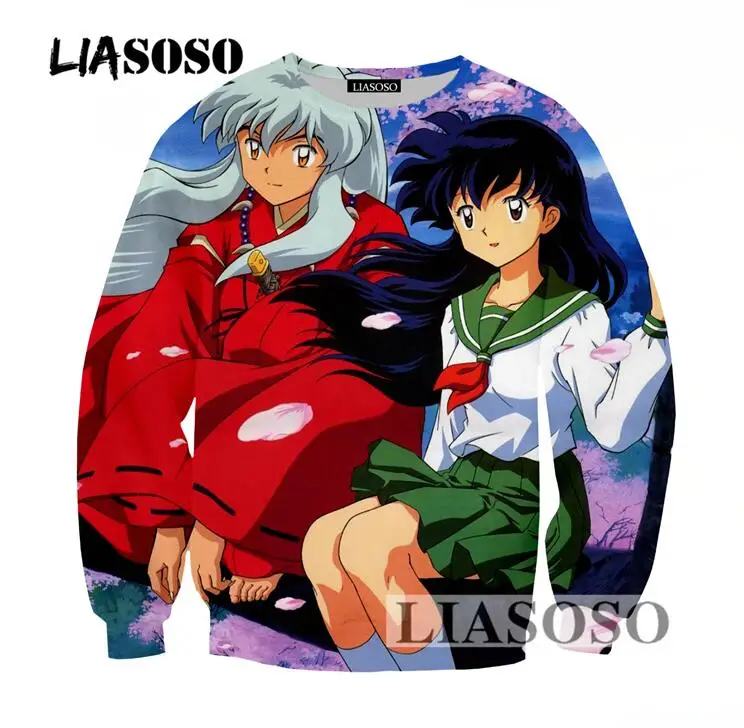 

LIASOSO 2019 Autumn Casual Long Sleeve Sweatshirt Cartoon Anime Inuyasha 3D Printing Harajuku Style Newest Brand Clothing T323