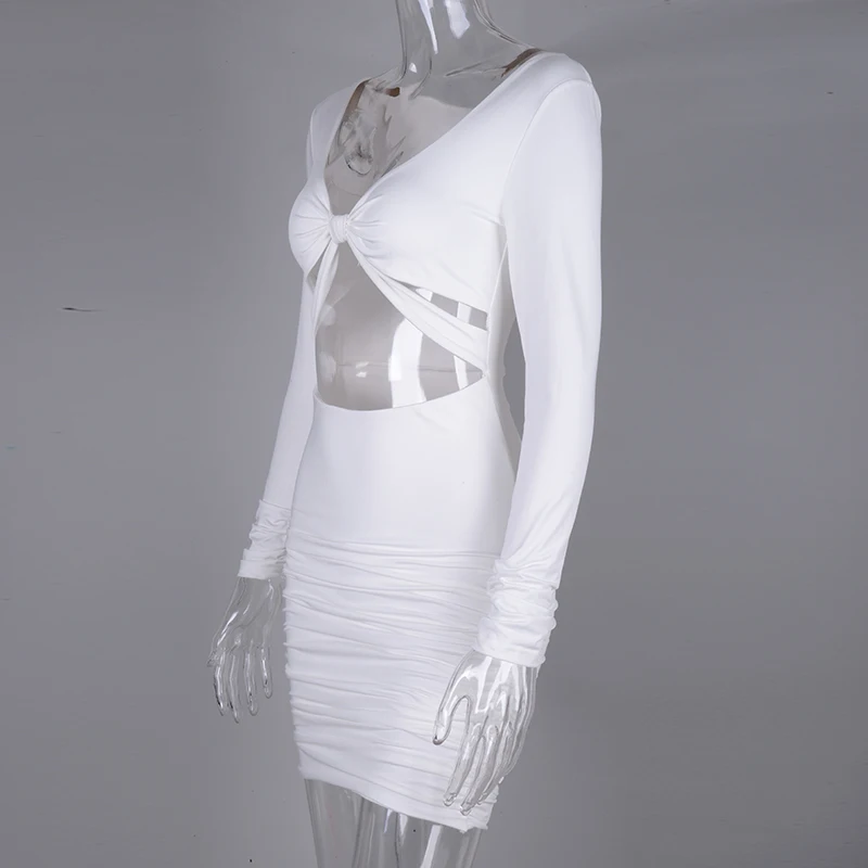 Невозьму 2 слоя Bodycon платье Для женщин новые летние Изящные изгибы вырезать конт мини платье с рюшами Белый Повседневное клуб Платья для вечеринок