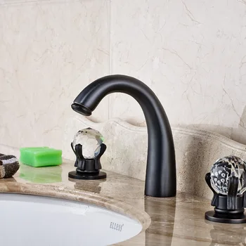 

Widespread Crystal Bathroom Basin Faucet Sink Mixer Tap Oil Rubbed Bronze
