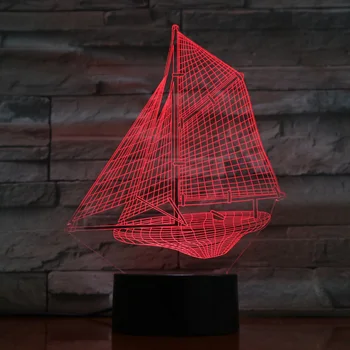 

3D Visual LED night lights Sailboat Children's lighting Table Lamp 7 Colors Changing Baby Veilleuse Children's lighting Lampara