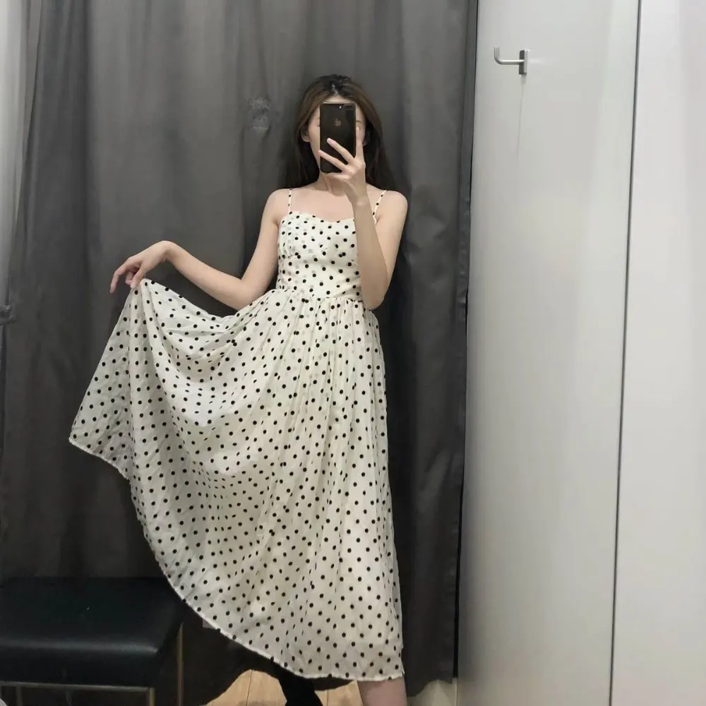 

za 2019 summer sexy Women maxi polka dot pleated dresses party style stain vestidos Dress one piece vestidos