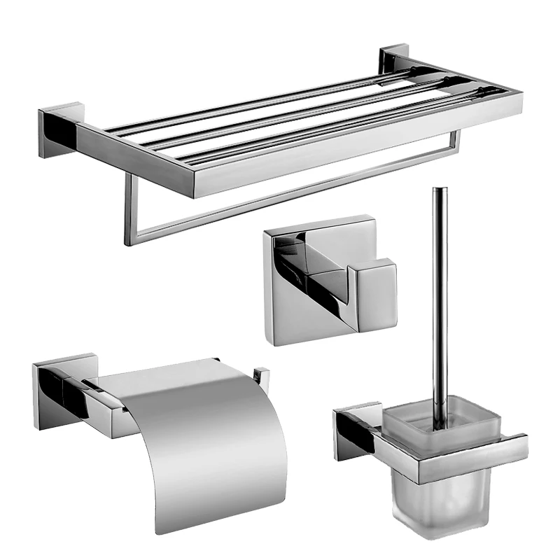 TT44 современные Серебристые аксессуары для ванной комнаты, полированный хром, квадратная основа, аксессуары для ванной комнаты, твердая латунь, Товары для ванной