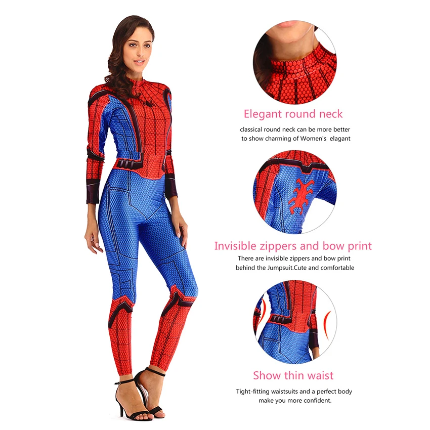 

High Quality Captain Marvel Women Cosplay Costumes Femal Carnival Superhero Costumes Venom Spider Jumpsuits Disguise Dress