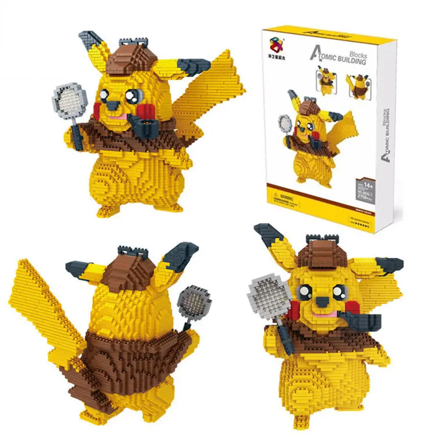 

2750pcs PZX cartoon Bricks diamond Mirco building blocks detective pikachu model toys educationsl figures For Kids #8835-1