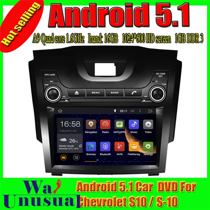 WANUSUAL 8'' Android 5.1 Car Video Player for Chevrolet S10 S-10 GPS Navigation with Bluetooth BT WIFI 1024*600 Quad Core 16G WANUSUAL 8'' Android 5.1 Car Video Player for Chevrolet S10 S-10 GPS Navigation with Bluetooth BT WIFI 1024*600 Quad Core 16G