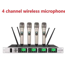 4 канала Беспроводной набор с микрофоном, передатчиком для выступлений Беспроводной микрофон Системы беспроводной микрофон профессиональный
