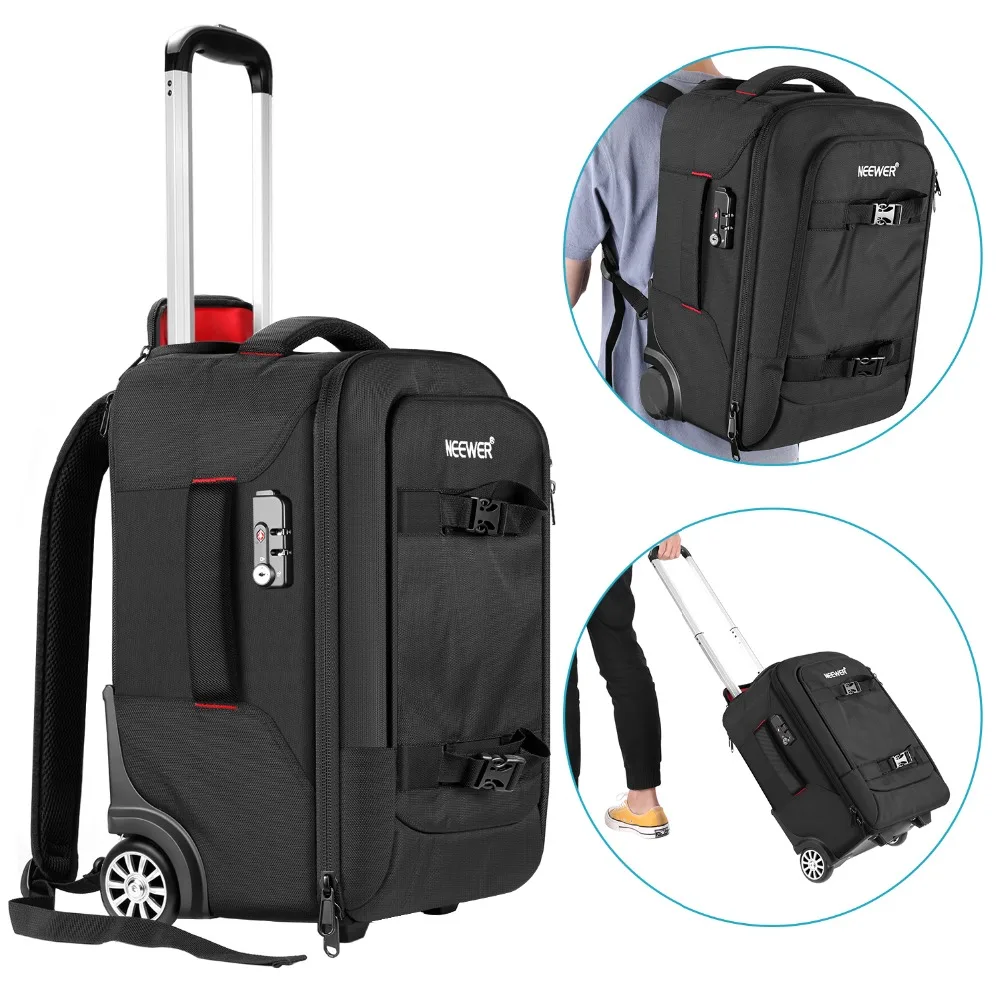 

Neewer 2-in-1 Camera Rolling Backpack Trolley Case with TSA Lock Anti-shock Hidden Pull Bar Durable Waterproof for Lens/Tablet