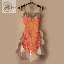 Стиль Костюмы для латинских танцев пикантные блестки спандекс конкурс латиноамериканских танцев платье для женщин Детские платья для латинских танцев S-4XL