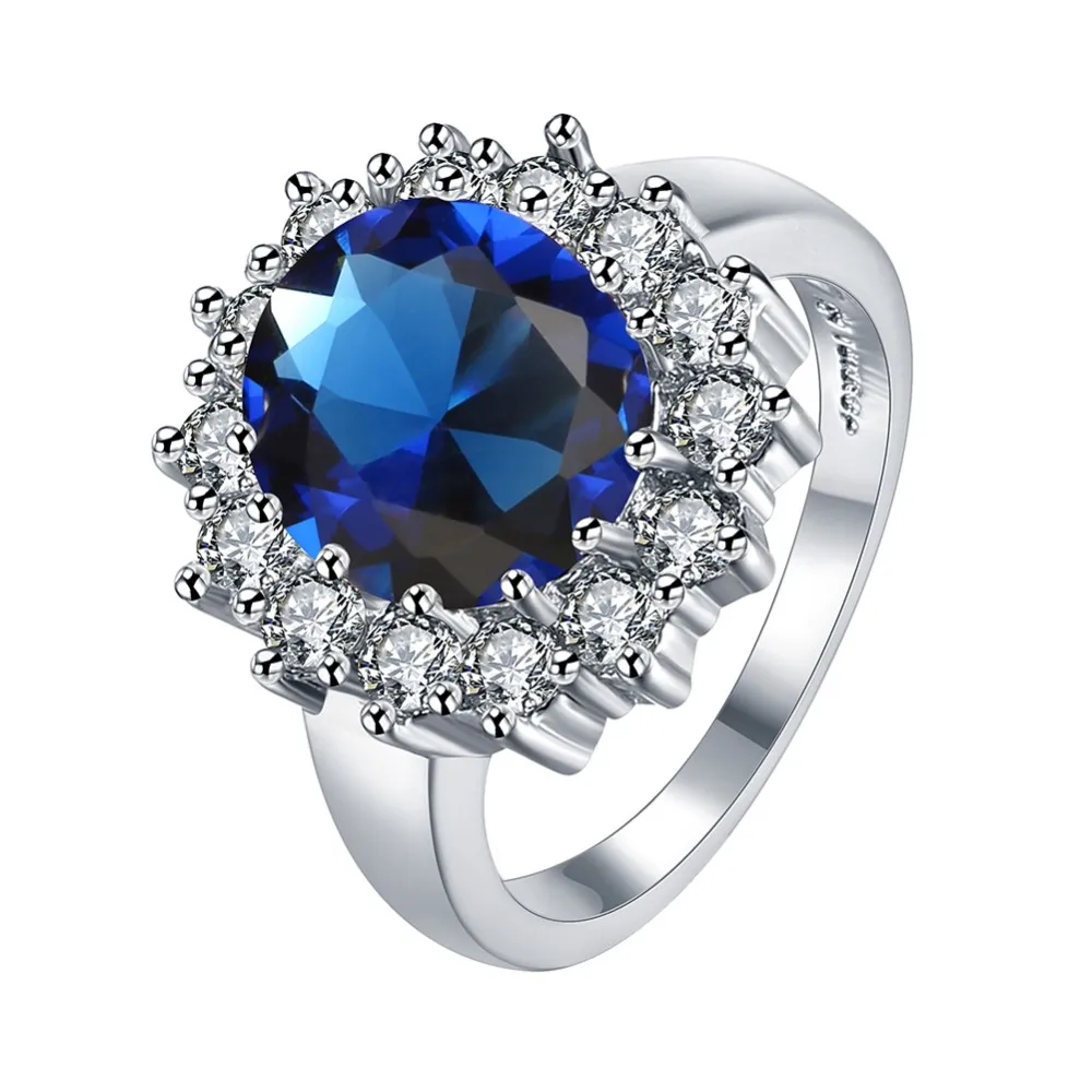 Kate Princess Diana jamam 2.5ct голубое обручальное кольцо для женщин любовь леди набор золотого цвета ювелирные украшения
