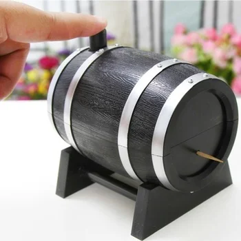 

Cartoon Wine Barrel Automatic Toothpick automatic dispenser Plastic Pressing Type animal toothpick storage Box decoration