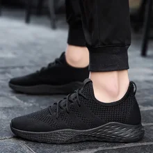 YeddaMavis Mesh Shoes Men Casual Shoes Brand Men Shoes Men Sneakers Flats Mesh Slip On Loafers Fly Knit Breathable Spring Autumn knit design slip on sneakers