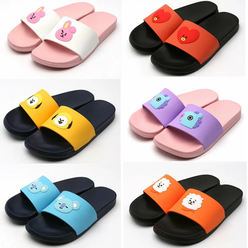 KPOP BTS Bangtan Boys TATA COOKY KOYA SHOOKY Home Slippers Shoes Silicone Slippers Cute Flip