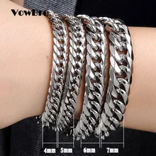 VowBro женский s мужской s браслет из нержавеющей стали Снаряженный кубинский Серебряный браслет для мужчин женщин оптом модные ювелирные изделия