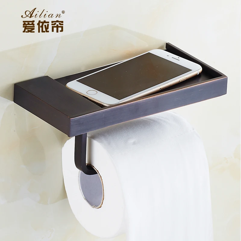 European 100% copper antique black bronze towel rack roll toilet paper holder multifunction mobile phone hygiene tray | Обустройство