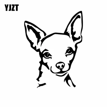

YJZT 12CM*15.7CM CHIHUAHUA Dog Smling Vinyl Car Sticker Black/Silver C2-3294