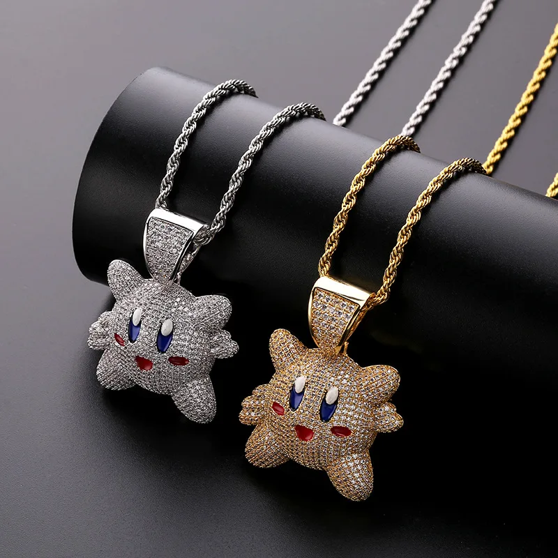 

Hip Hop Micro Paved AAA Cubic Zirconia Bling Ice Out Cute Cat Pendants Necklaces for Men Jewelry Drop Shipping Gold Color