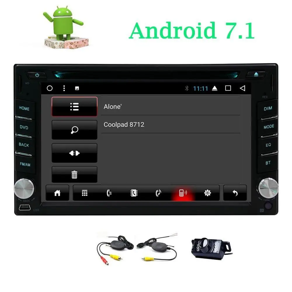 6.2 ''двойной DIN в тире dvd плеер автомобиля Android 7.1 стерео Развлечения Bluetooth USB