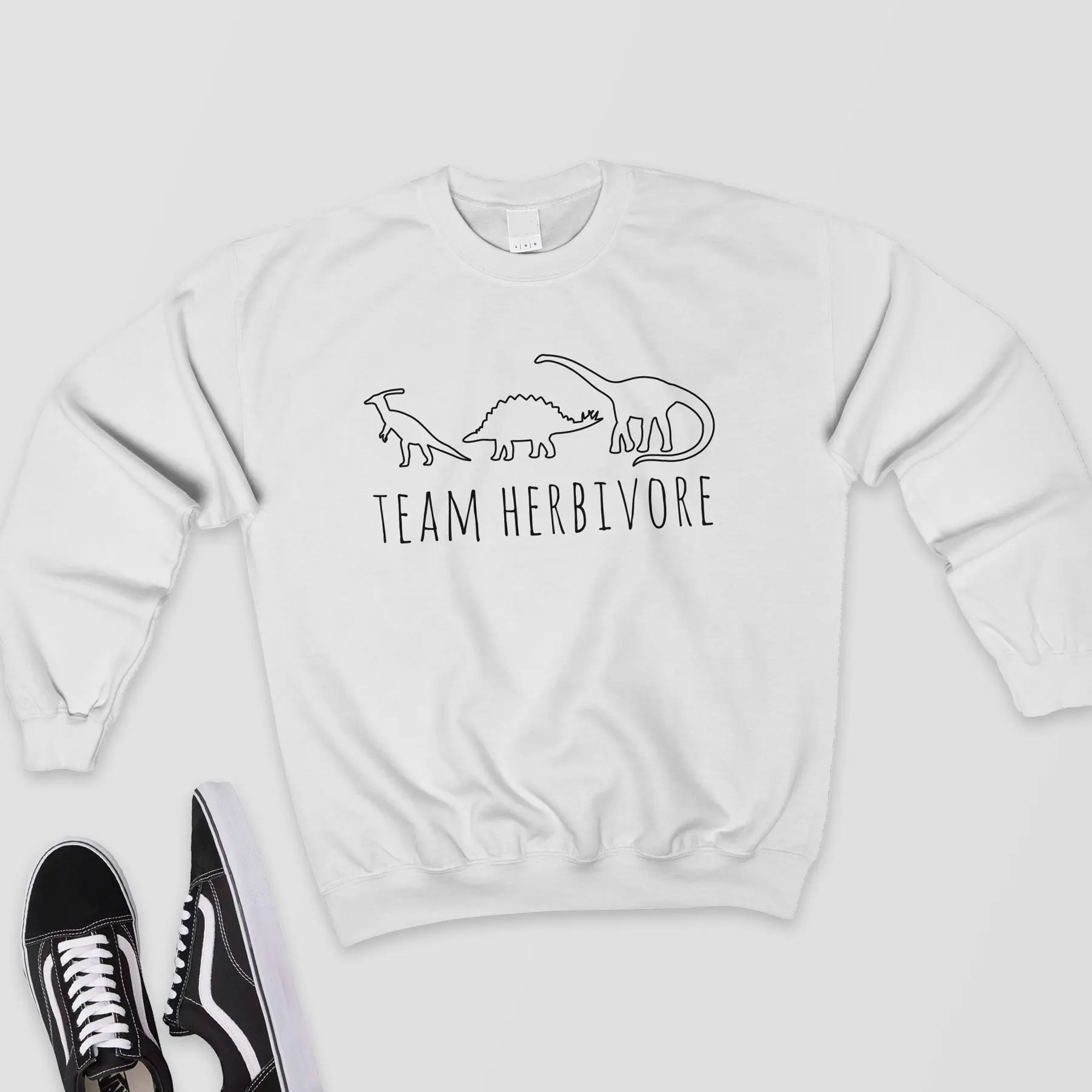 Team Herbivore, толстовка, женские Графические Топы, Harajuku, джемпер, веганская рубашка, Вегетарианская рубашка с динозаврами, толстовки, готические пуловеры - Цвет: Белый