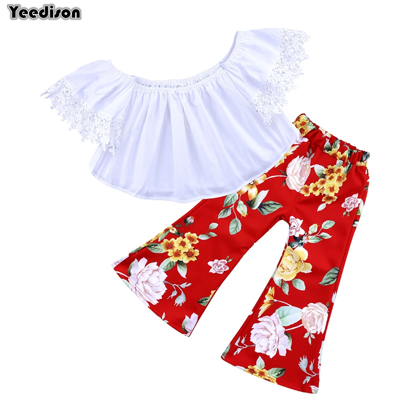 Yeedison 2018 Toddler Girls Summer Clothing Set Kids Short Sleeve Tops Floral Pants Clothes Suits 2Pcs Baby Children Outfit Sets |