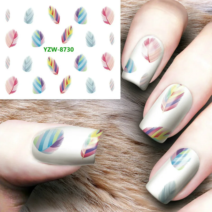 

1pcs Feather Graffiti Lip Print Color Women French False Nail Tips Artificial Fake Nails Art Acrylic Manicure Tools YZW8730-39