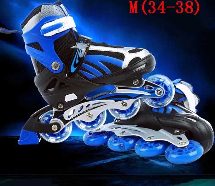 Профессиональные мягкие мигающие роликовые коньки 8 колес освещенные роликовые коньки обувь для детей Открытый Fingure катание - Цвет: Blue M