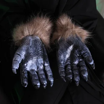 

Halloween Elf Gloves Props Masquerade Party Supplies Party Dress Up Horror White Ghost Mitten Black Wolf Man Hand Ornaments