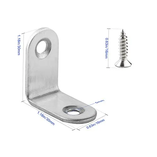 16 пакеты L кронштейн 30x30 мм Корнер брекеты, ymaiss Нержавеющая сталь совместных правый угол полки Поддержка кронштейн с Шурупы