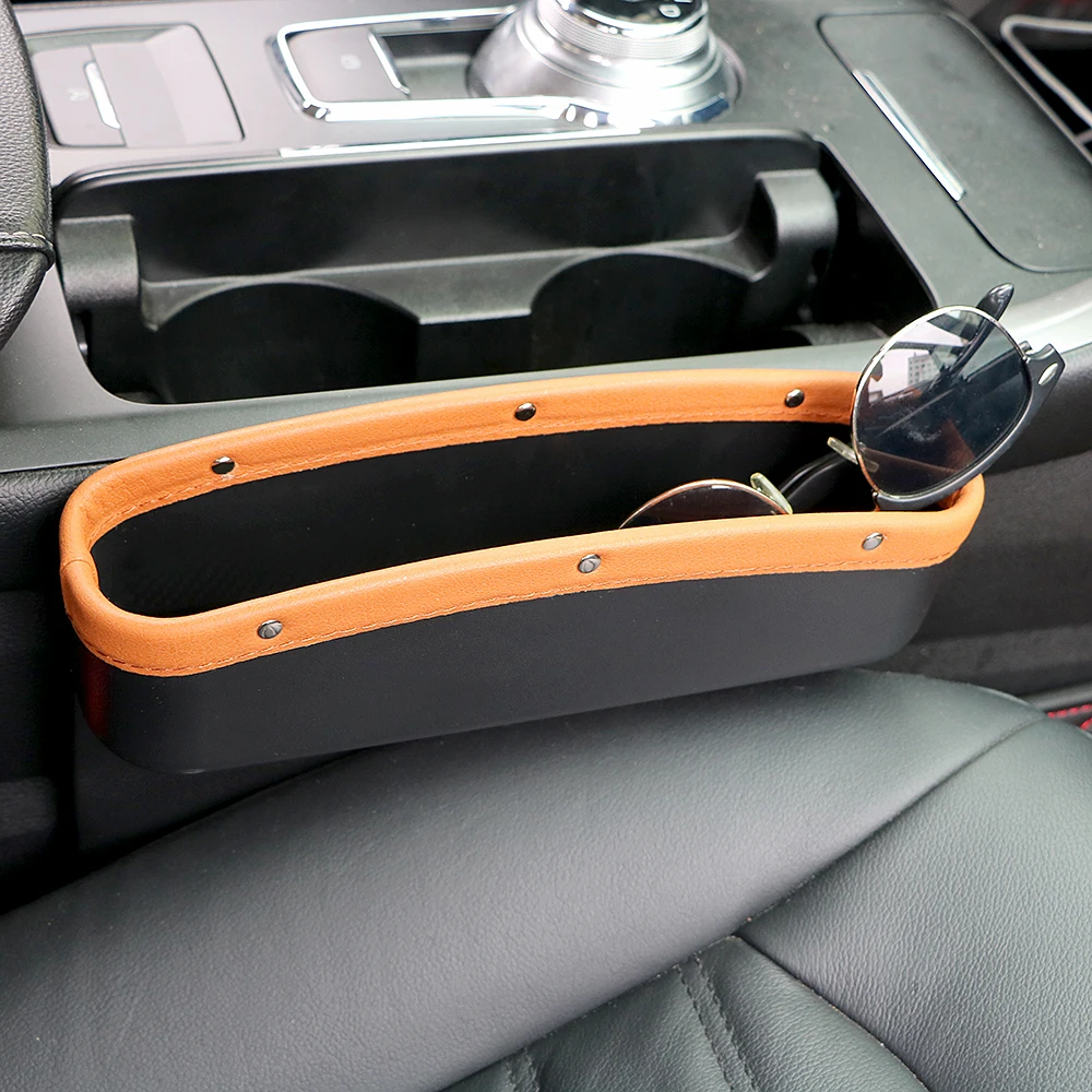 YOSOLO Car Organizer Auto Seat Gap Pocket Organizers Phone Cigarette Holder Stowing Tidying Seat Crevice Storage Box PU Leather