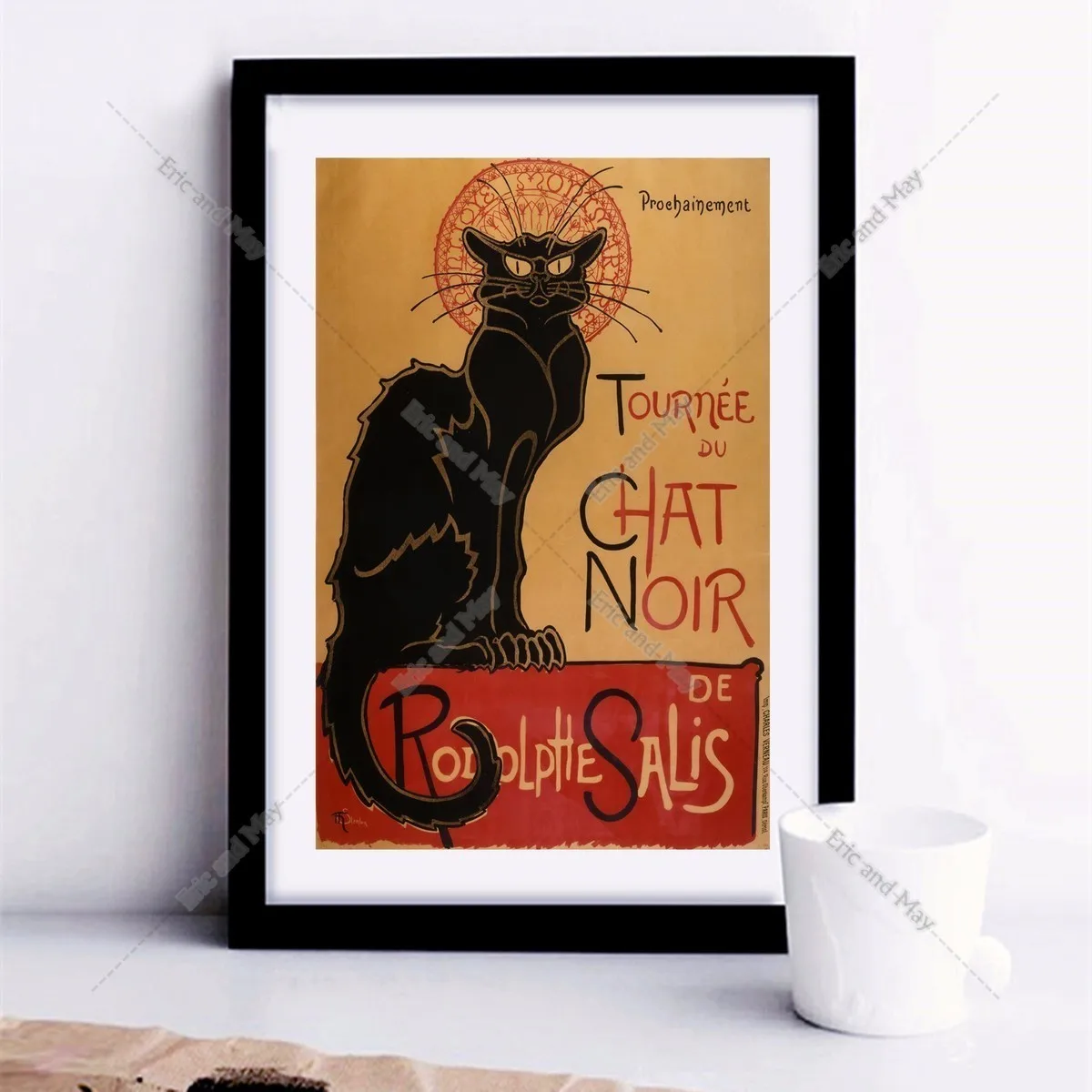 Chat Noir кошка Винтаж Печать на холсте картина плакат Настенная для Гостиная дома