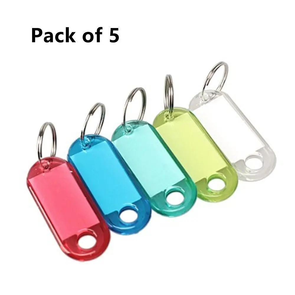 15PCS Assorted Color Coded Key Id Label Tags Split Ring Keyring Keychain  Key Tag with Label Window