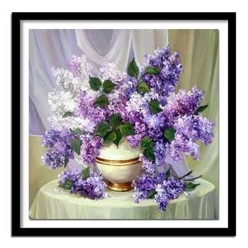 

,5D Diamond Painting"Flower"Needlework Square Full Diamond Embroidery Purple Lilac Patterns Rhinestone Cross Stitch
