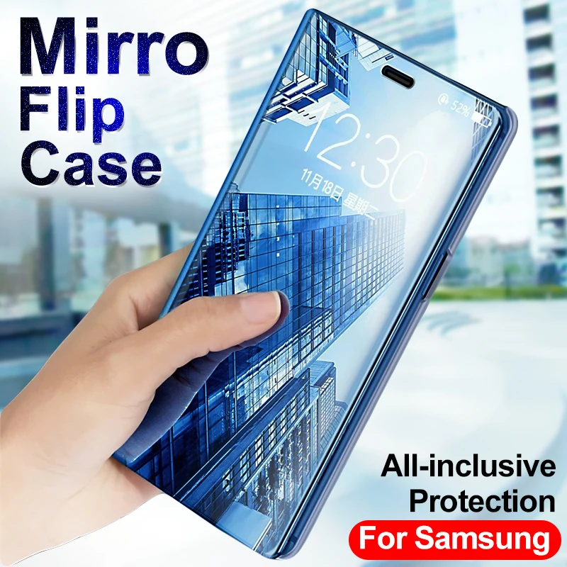 

360 Mirror Flip Case on For Samsung Galaxy S8 S9 S6 Edge protector Back Cover For Samsung S8 S9 S7 S6 edge Plus Bracket shell
