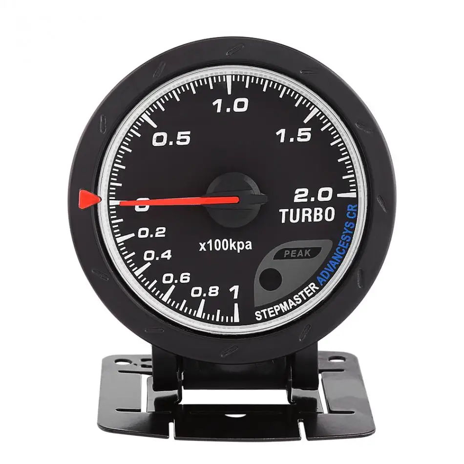 Universal Car Boost Gauge 60mm LED Turbo Boost Meter Gauge Black Shell