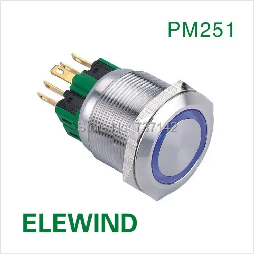 

ELEWIND 25mm Ring illuminated Latching push button switch(PM251F-11ZE/B/12V/S)