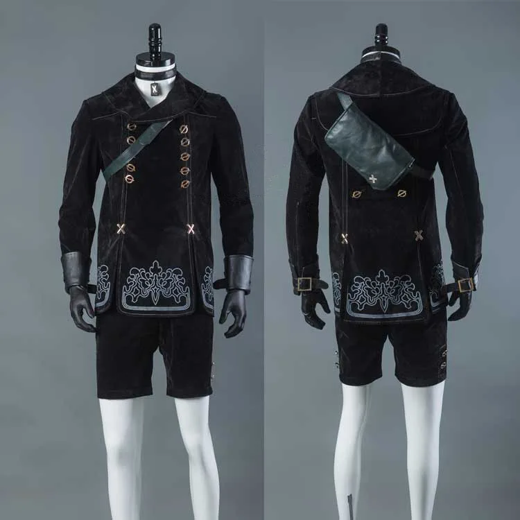 Nier Akarat nélküli báb yorha no.9 típusa S cosplay Kellékek 9S uniforms kabát +pants+ Hátiszák + Fogszabályzó +gloves+necktie+stockings+ Védőszemüveg