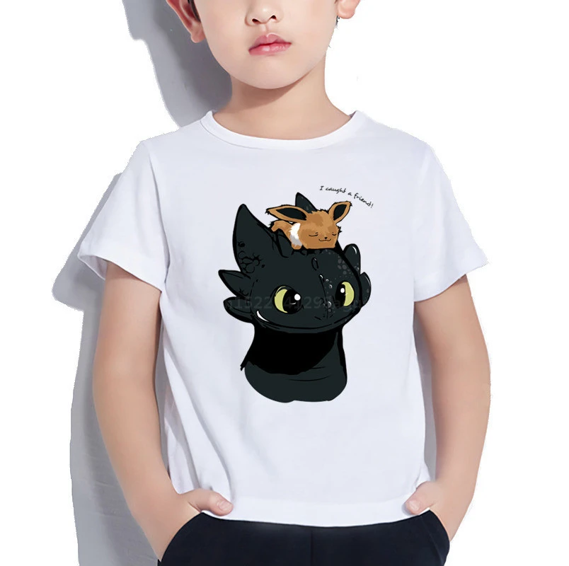 Детская футболка с принтом «Как приручить дракона», забавная повседневная детская одежда с принтом «Ночная фурия», летняя футболка для мальчиков и девочек, ooo5272